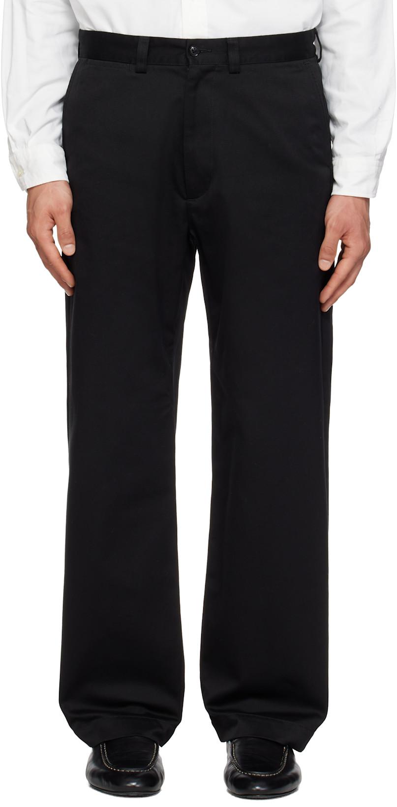 Black Wide Straight Chino Trousers by NANAMICA