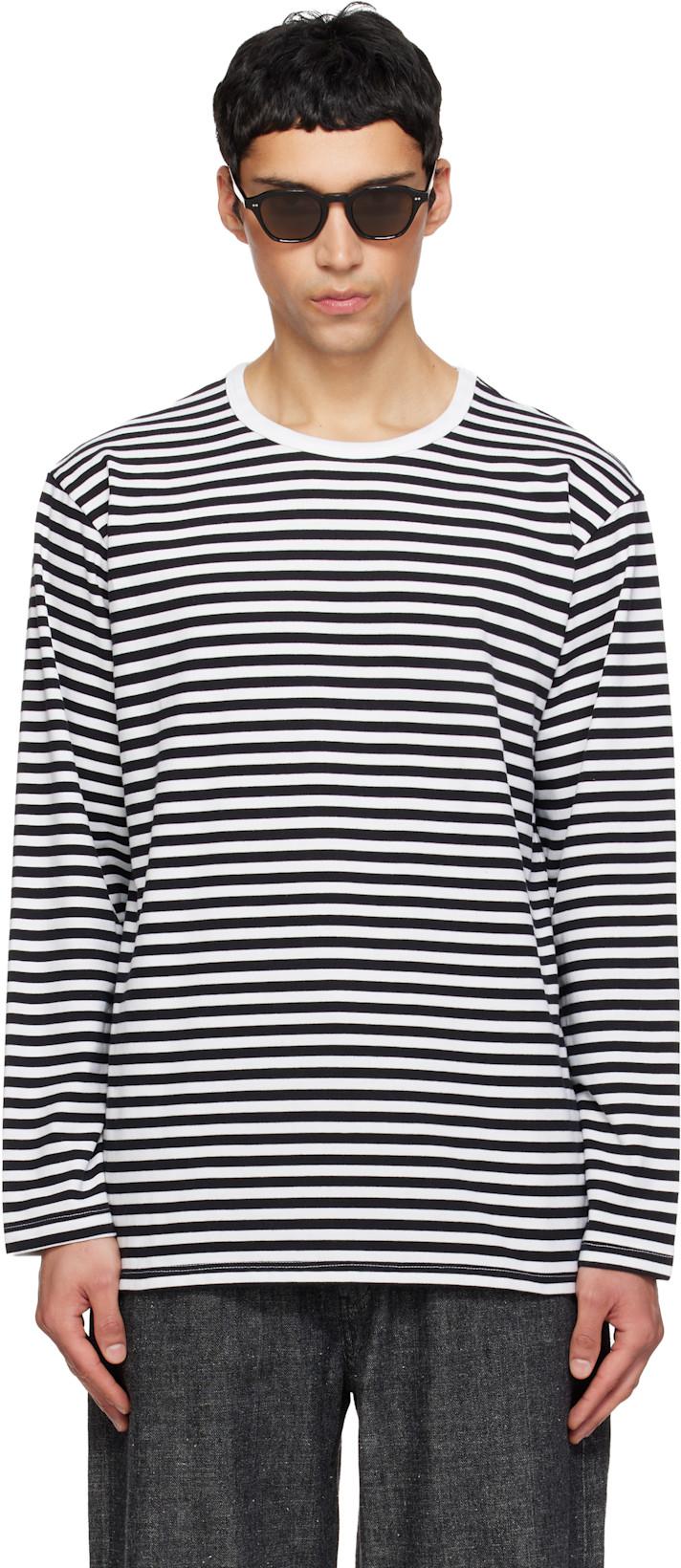 Black & White COOLMAX Stripe Jersey L/S T-shirt by NANAMICA
