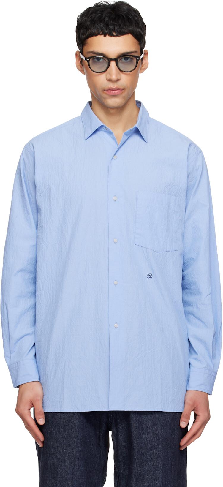 Blue Regular Collar Wind Shirt by NANAMICA