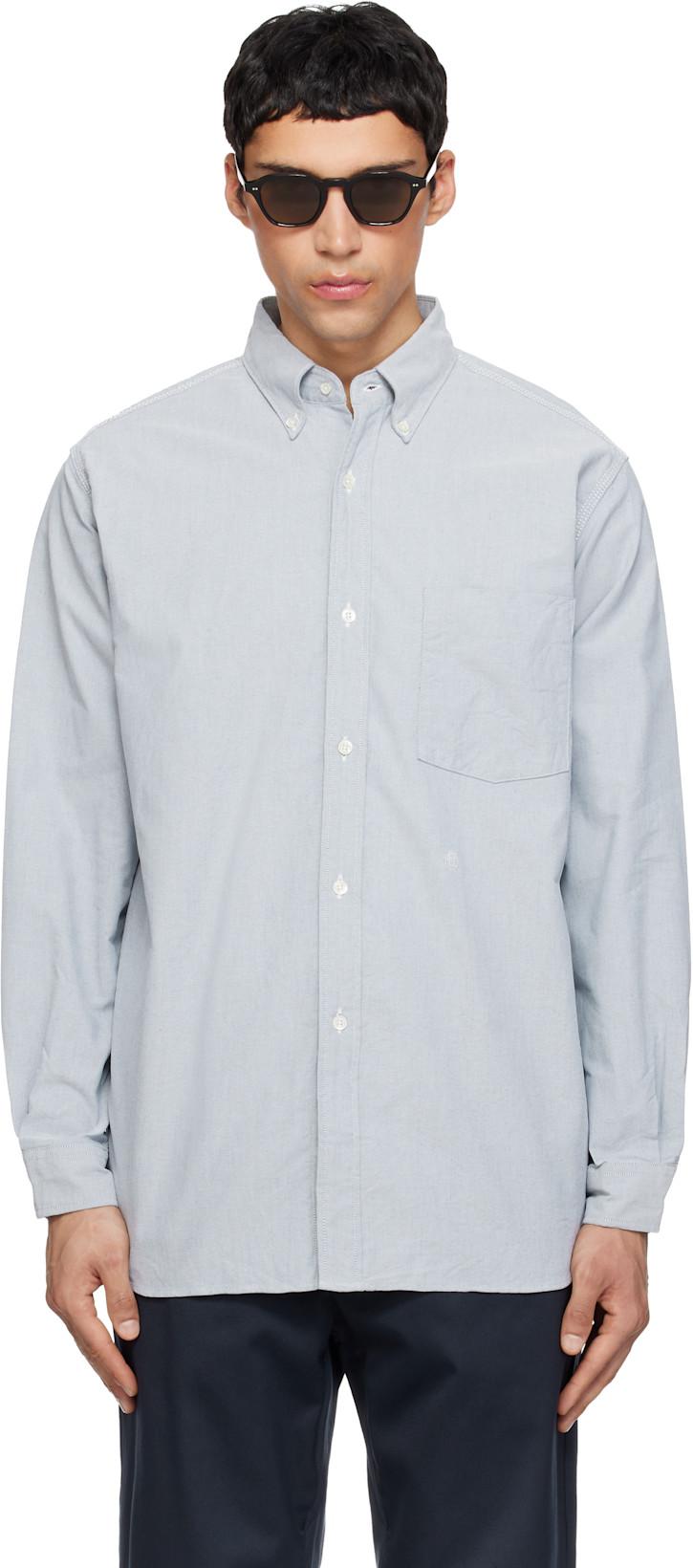 Gray Button Down Wind Shirt by NANAMICA