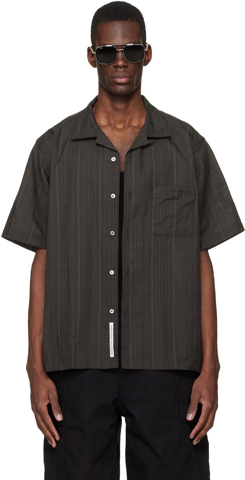 Gray Open Collar Panama S/S Shirt by NANAMICA