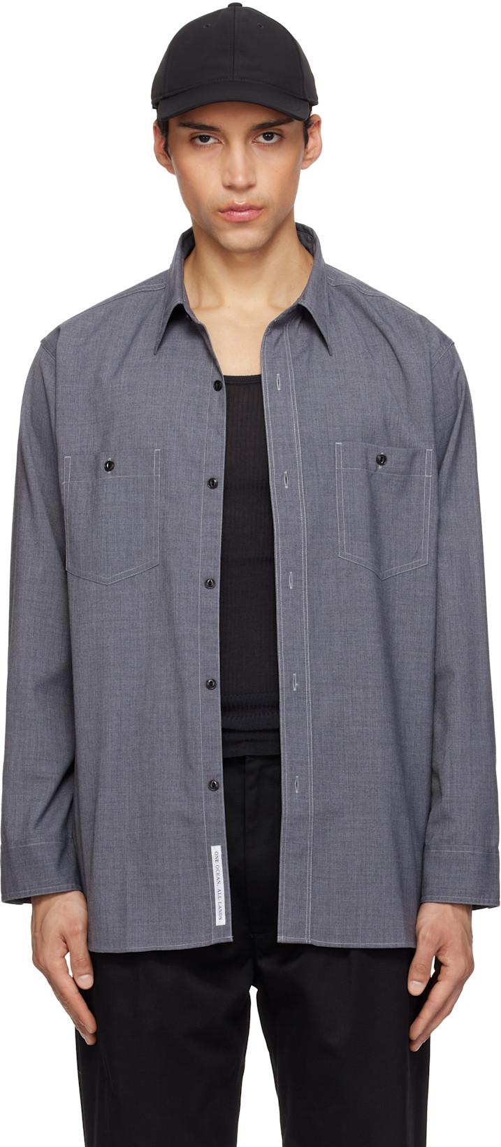 Gray Polyester Wool Field Shirt by NANAMICA