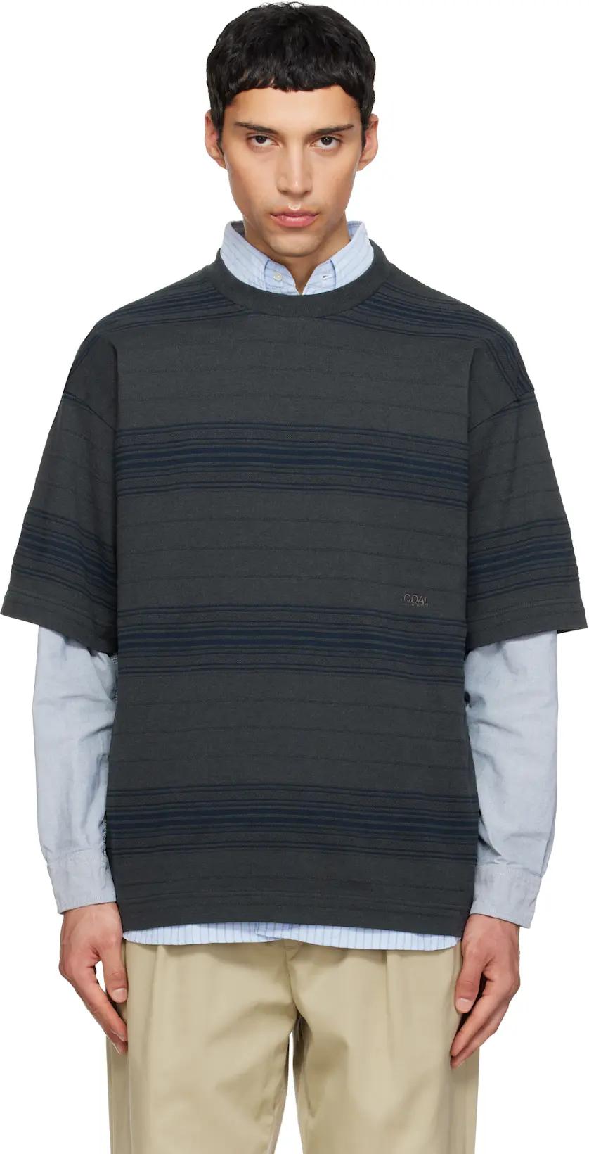 Gray Stripe T-shirt by NANAMICA