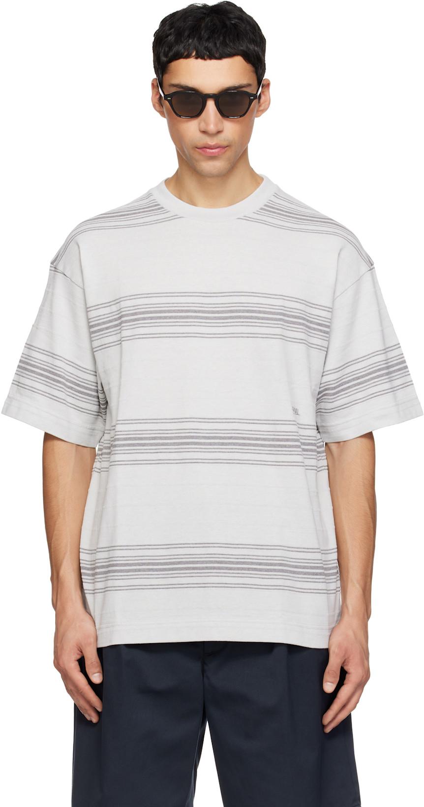 Gray Stripe T-shirt by NANAMICA
