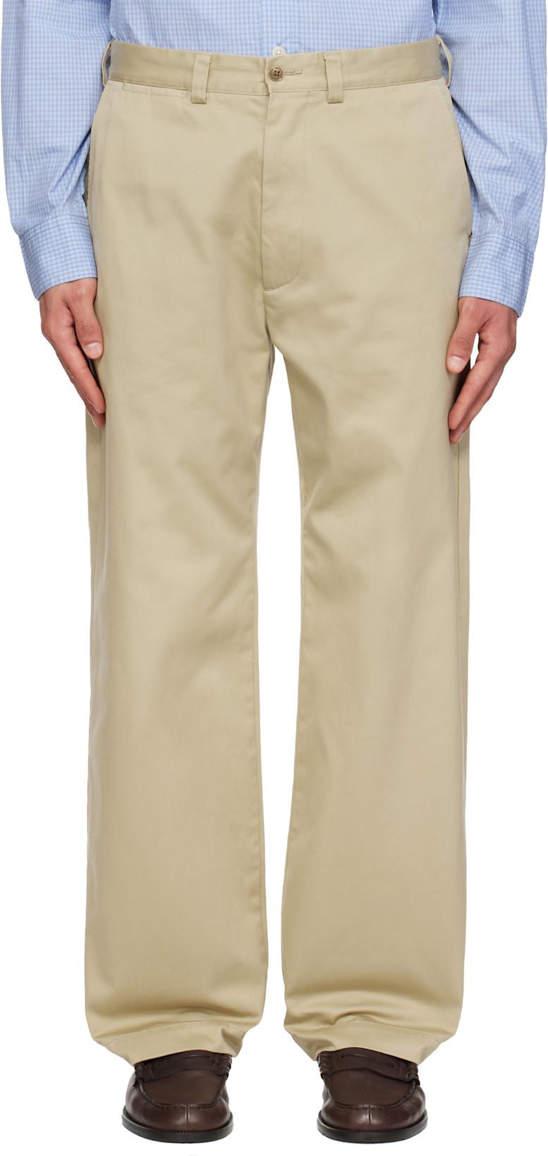 Khaki Wide Straight Chino Trousers by NANAMICA