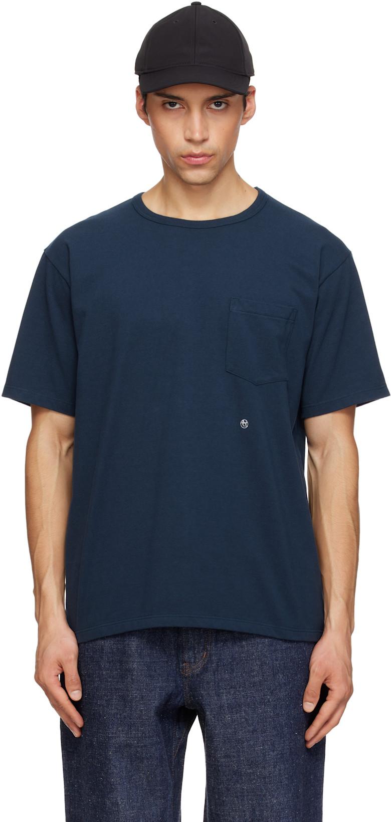 Navy COOLMAX Jersey Pocket T-shirt by NANAMICA