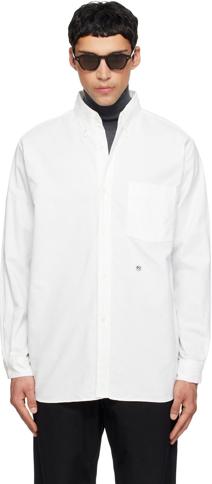 Off-White Button Down Wind Shirt by NANAMICA
