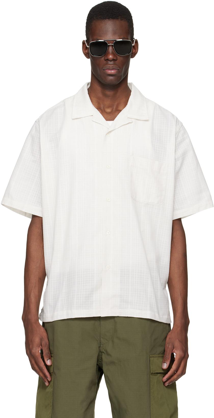 Off-White Open Collar Panama S/S Shirt by NANAMICA