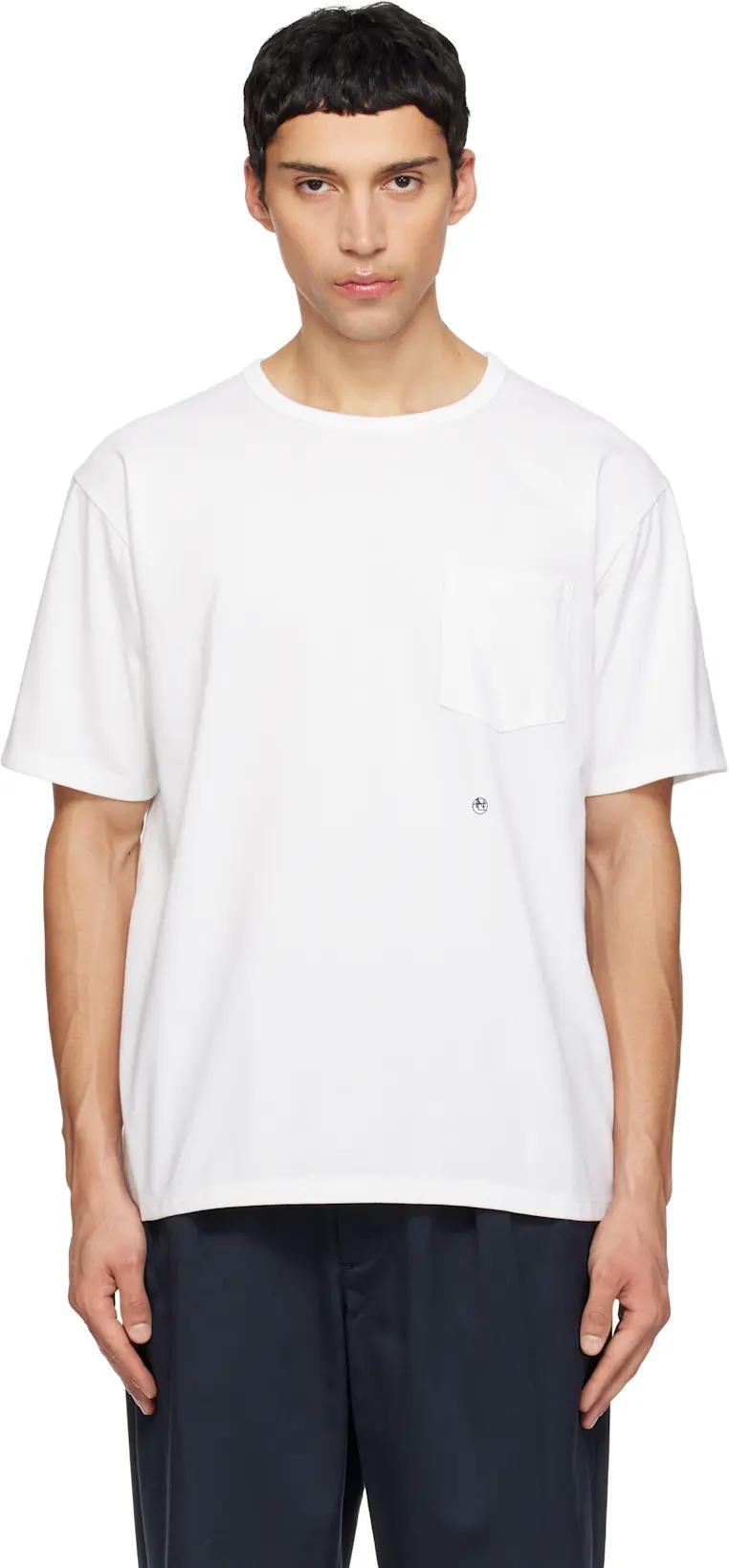 White COOLMAX Jersey Pocket T-shirt by NANAMICA