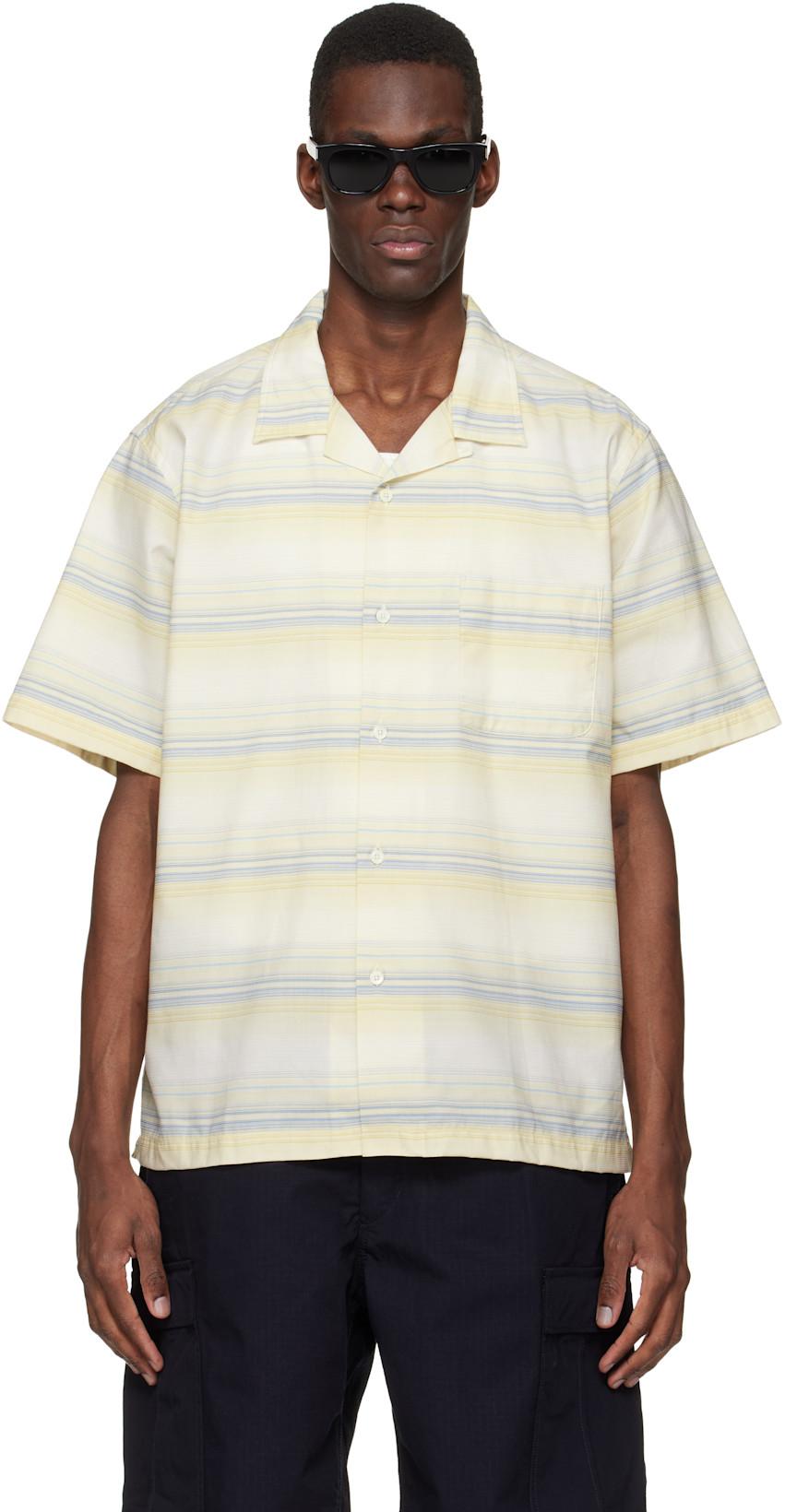 Yellow Open Collar Pique S/S Shirt by NANAMICA