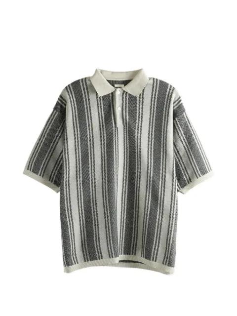 stripe-knit polo shirt by NANAMICA