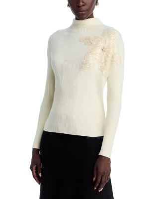 Beaded Flower Sweater by NANCY YANG
