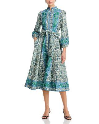 Mandarin Collar Midi Dress by NANCY YANG
