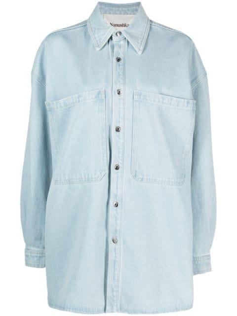 Beaux sun-bleached denim shirt by NANUSHKA