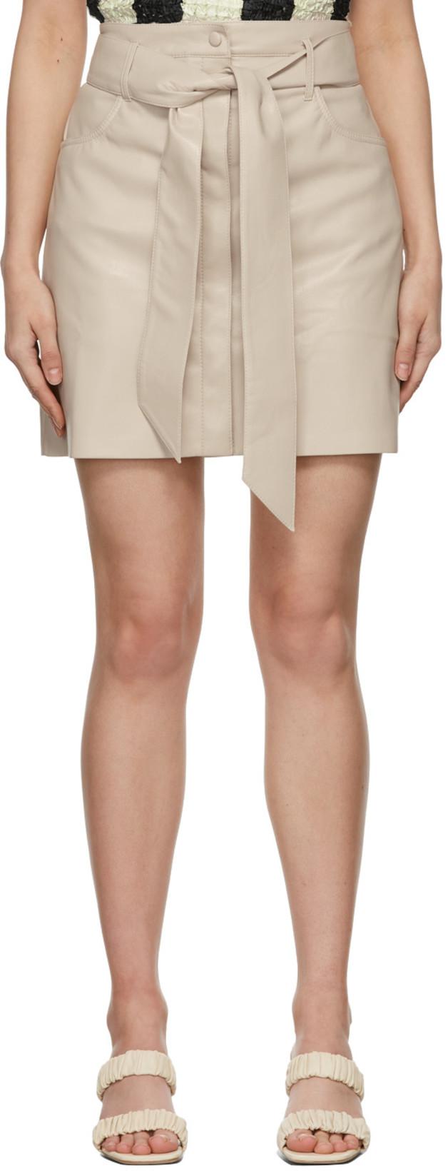 Beige Vegan Leather Meda Short Skirt by NANUSHKA