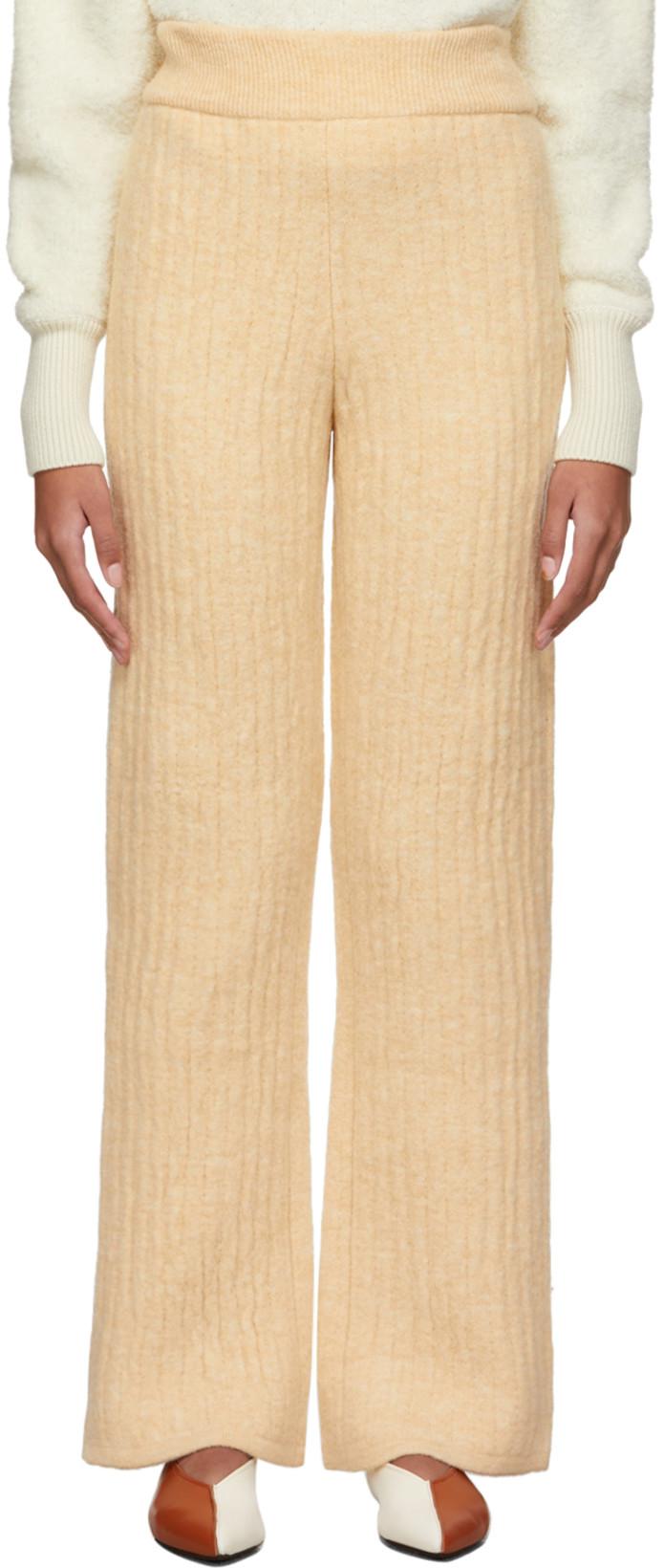 Beige Wool Shad Lounge Pants by NANUSHKA