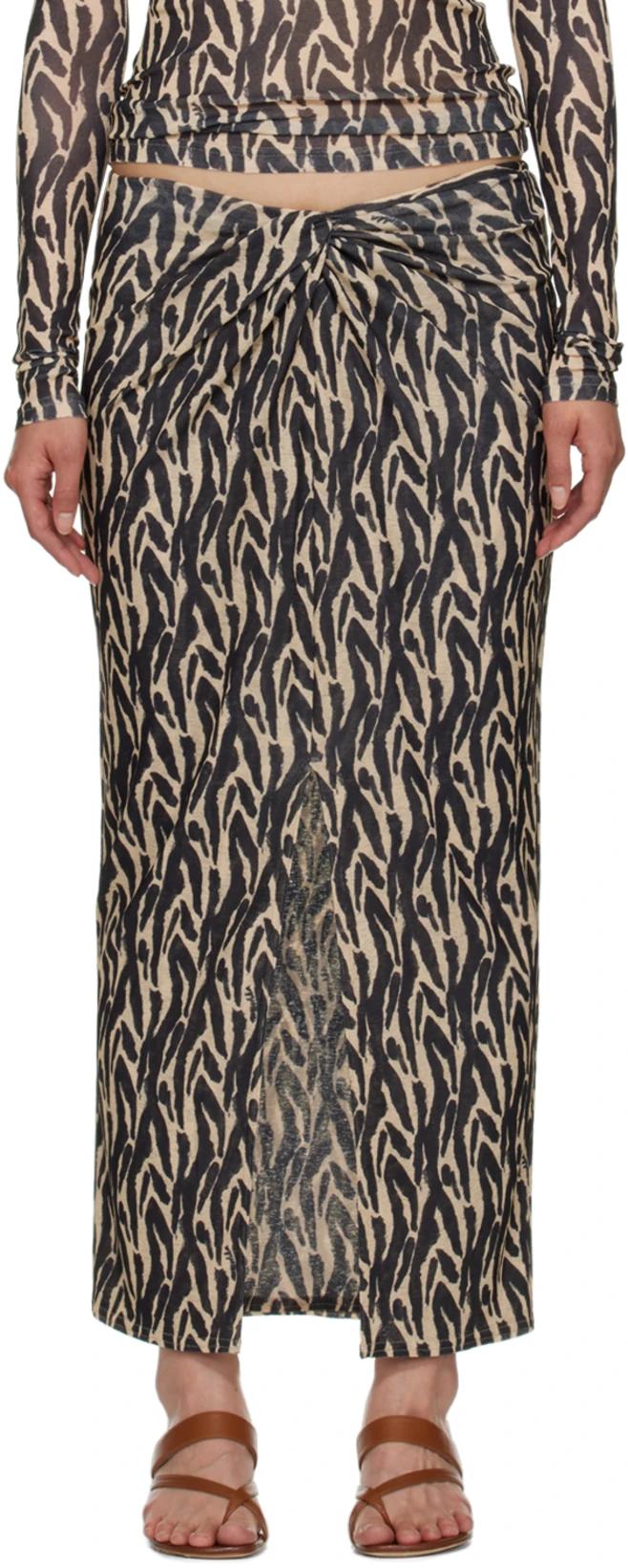 Beige & Black Marya Midi Skirt by NANUSHKA