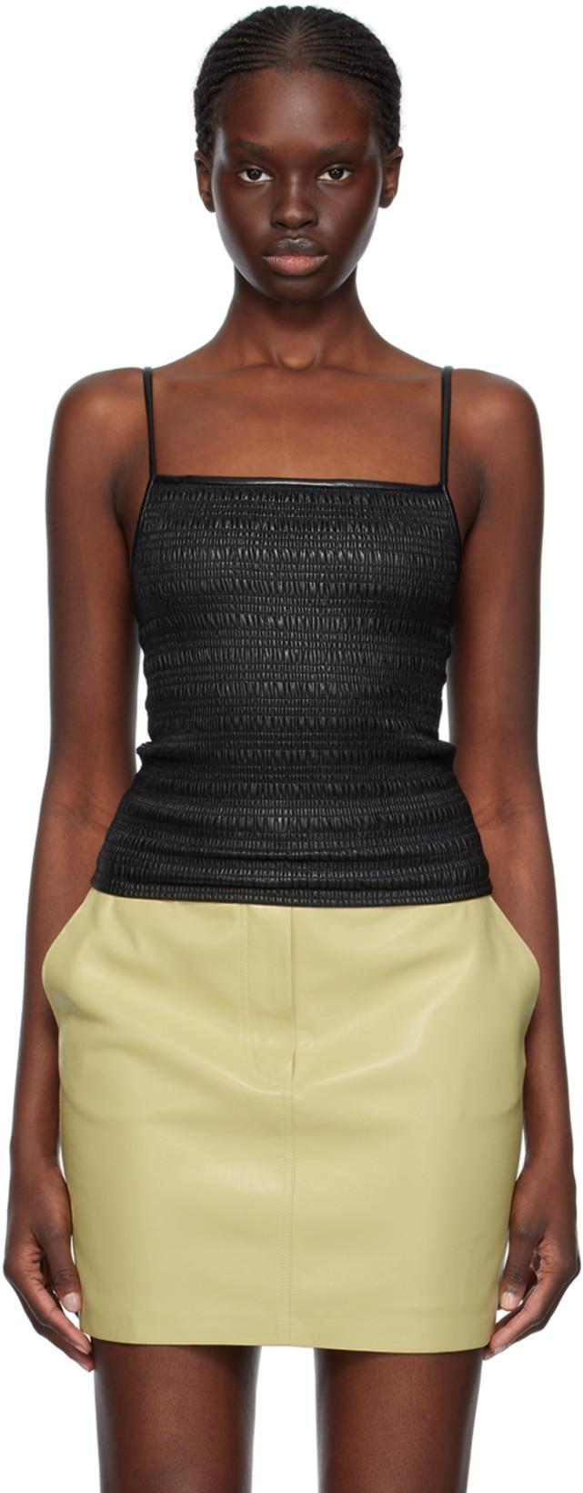 Black Arenda Vegan Leather Camisole by NANUSHKA