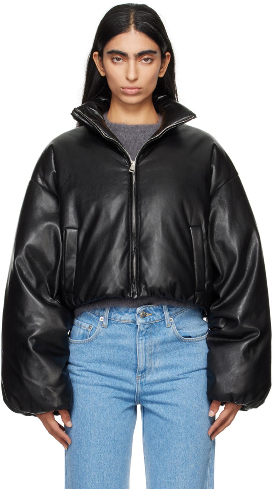 Black Lilima Down Vegan Leather Jacket by NANUSHKA