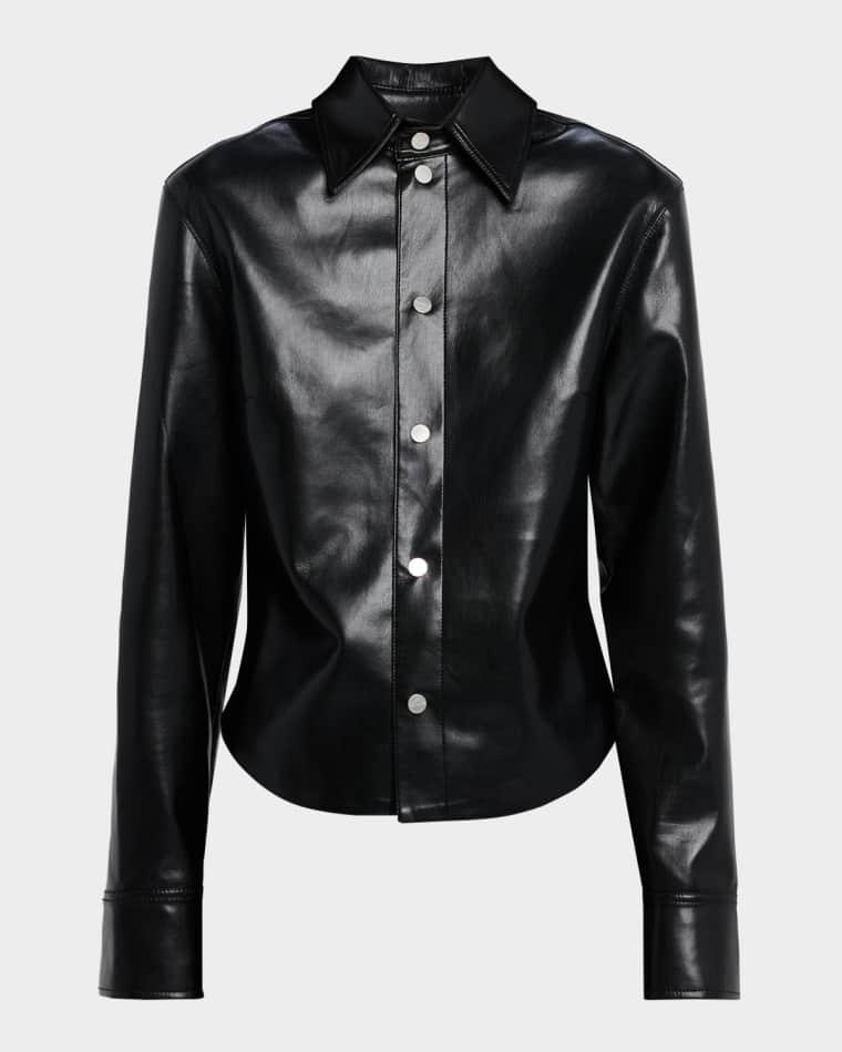 Bogna Long-Sleeve Alt-Leather Shirt by NANUSHKA