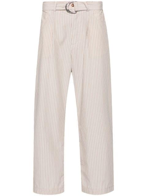 Ferre pinstriped belted trousers by NANUSHKA