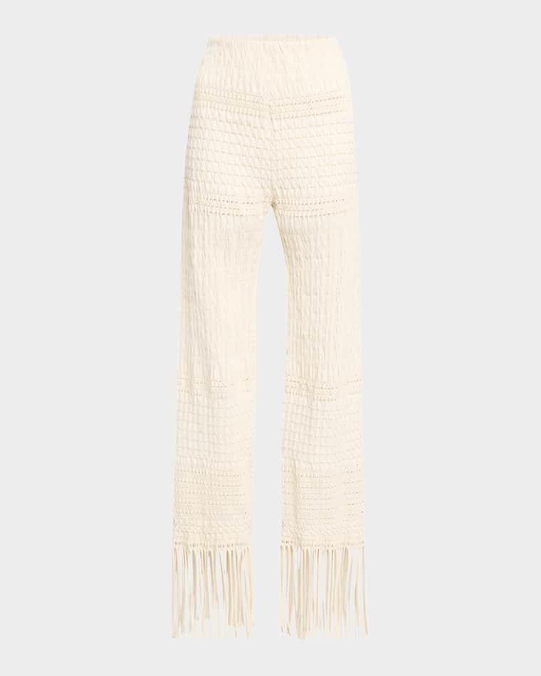 Miciel Woven Fringe Seersucker Pants by NANUSHKA