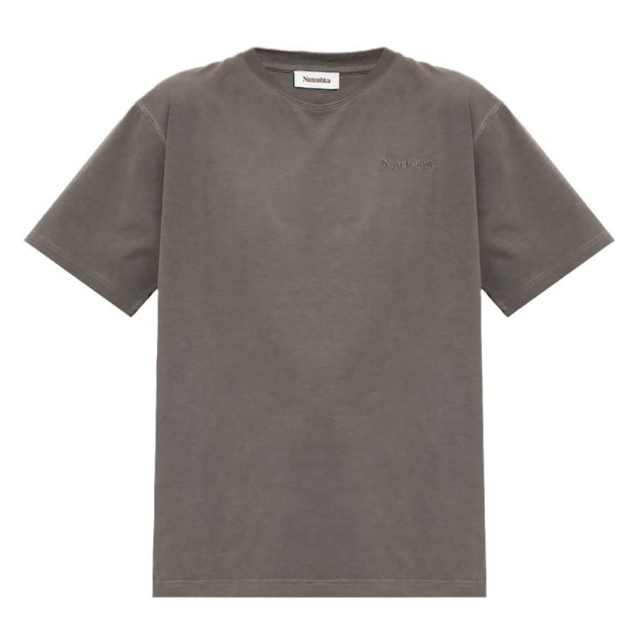 Nanushka Asphalt Reece Logo Cotton T-Shirt by NANUSHKA