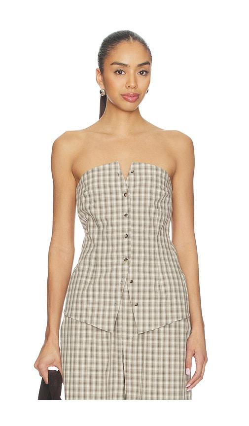 Nanushka Brites Top in Cream,Grey by NANUSHKA