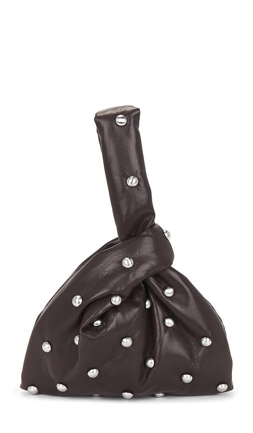 Nanushka Jen Mini Clutch in Chocolate,Metallic Silver by NANUSHKA