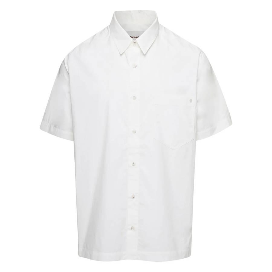 Nanushka White Adam Short-Sleeve Cotton Shirt by NANUSHKA