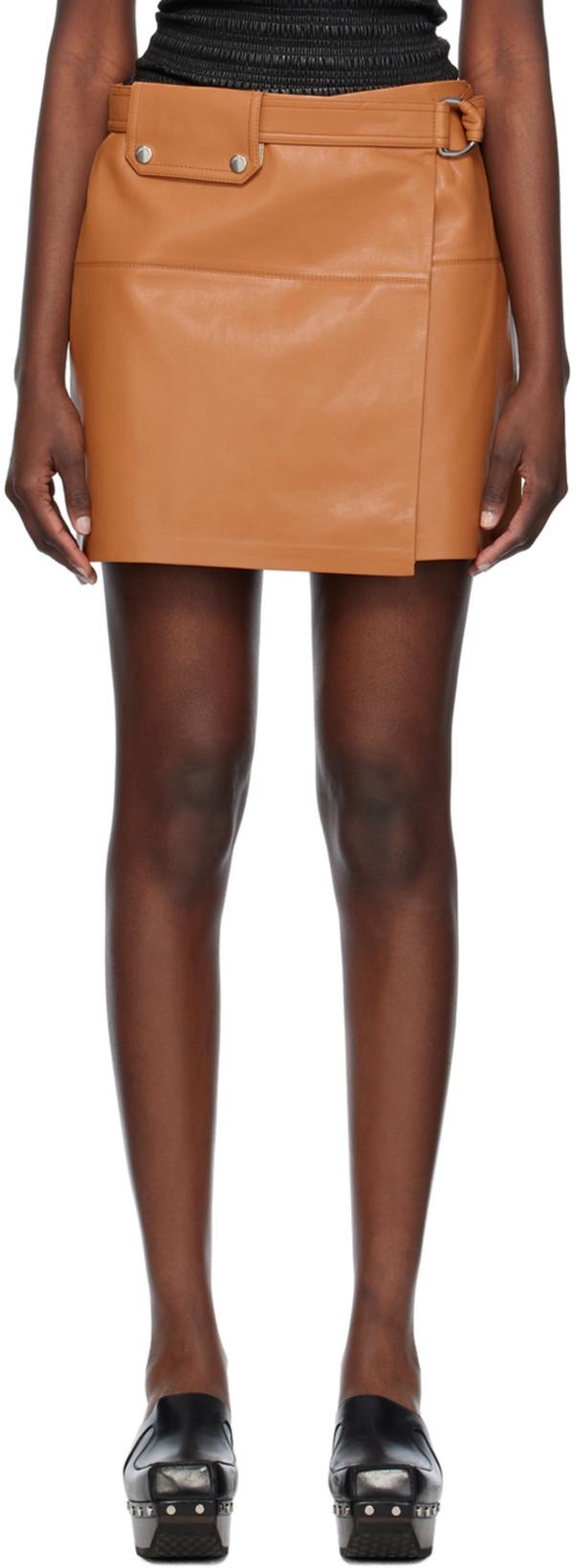 Tan Susan Leather Miniskirt by NANUSHKA