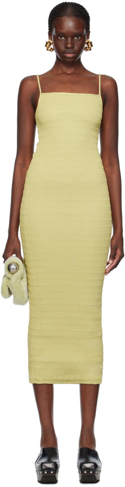 Yellow Barra Vegan Leather Maxi Dress by NANUSHKA