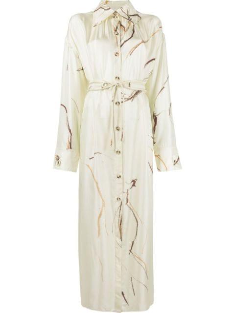 abstract-print silk shirt dress by NANUSHKA