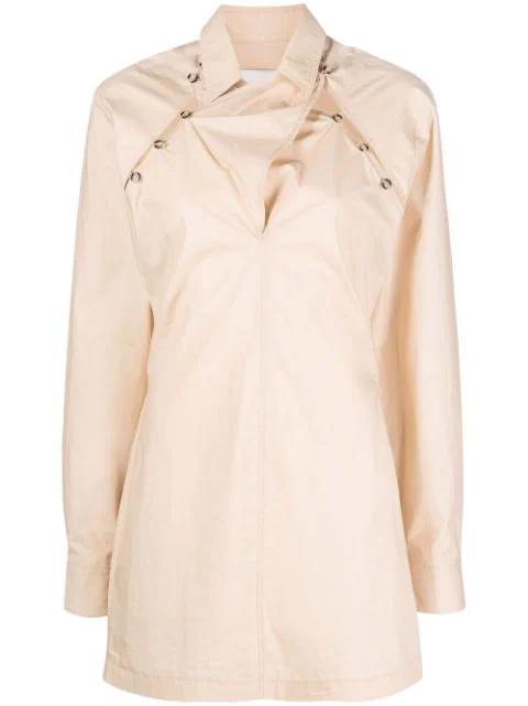 asymmetric-fastening mini shirt dress by NANUSHKA