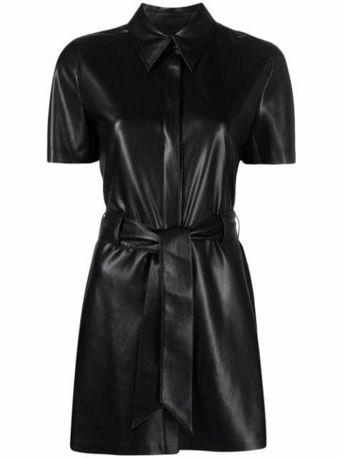 belted mini shirt dress by NANUSHKA