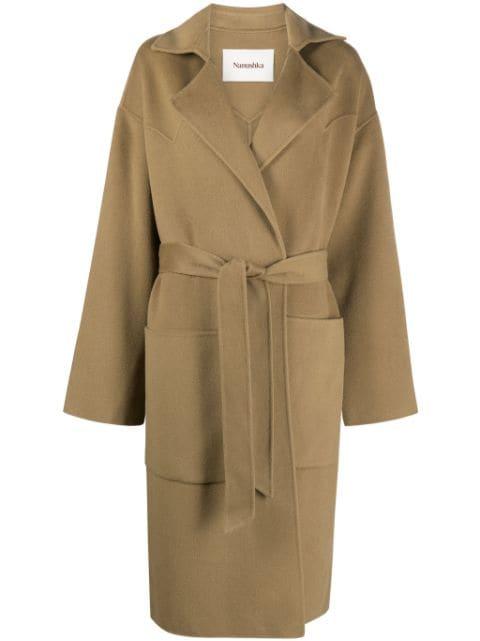 belted wool-blend coat by NANUSHKA