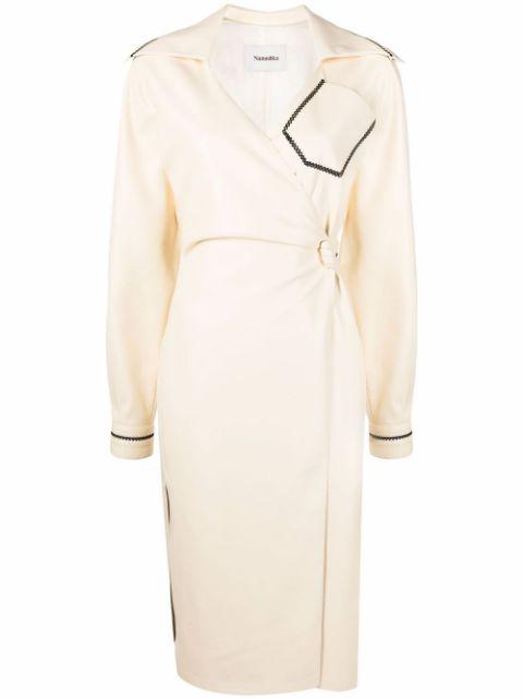 contrast-stitch wrap dress by NANUSHKA
