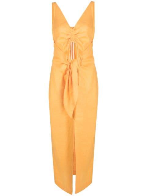 draped linen midi dress by NANUSHKA