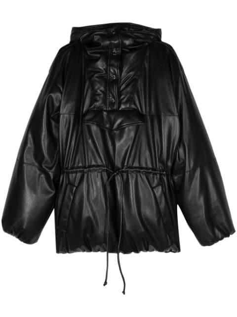 faux-leather hoodied puffer coat by NANUSHKA