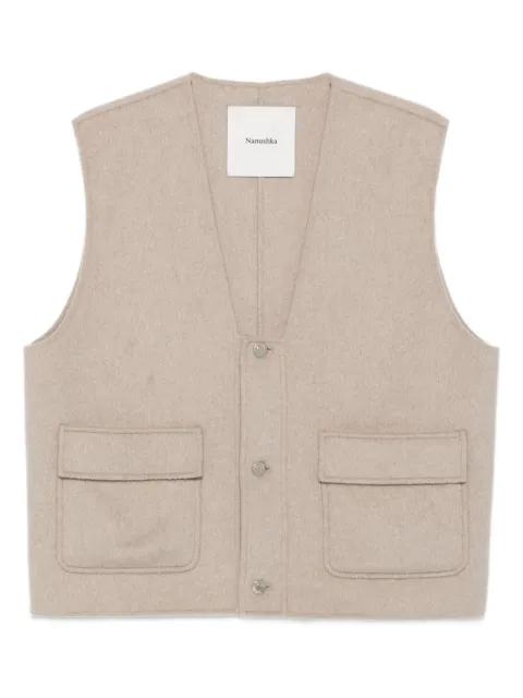 flap-pockets cropped gilet by NANUSHKA