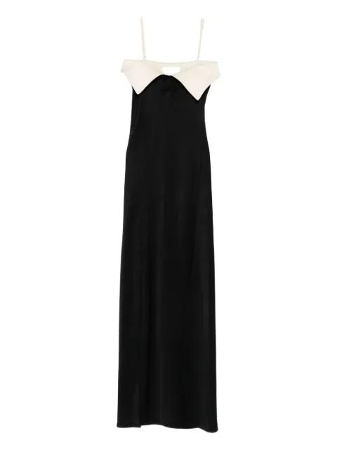 folded-neckline maxi dress by NANUSHKA