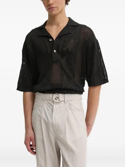 graphic-pattern mesh polo shirt by NANUSHKA