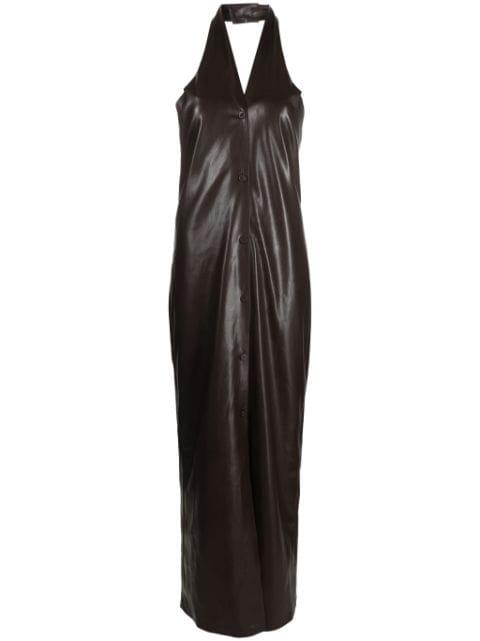 halterneck faux-leather dress by NANUSHKA