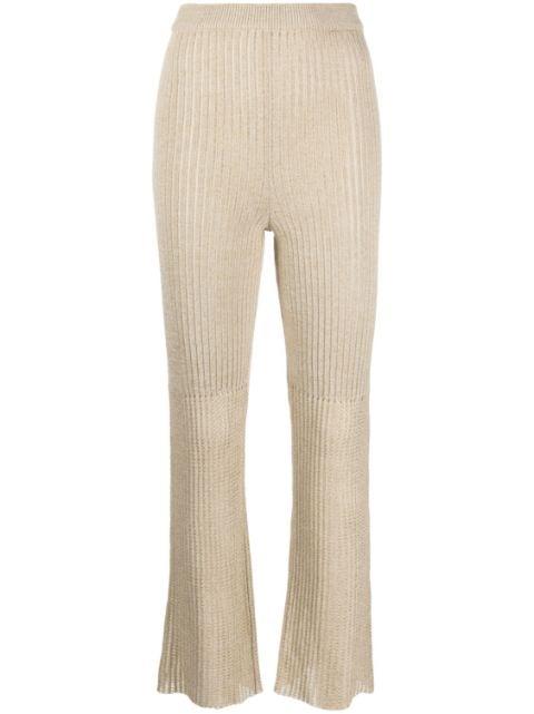 high-waisted ribbed-knit trousers by NANUSHKA