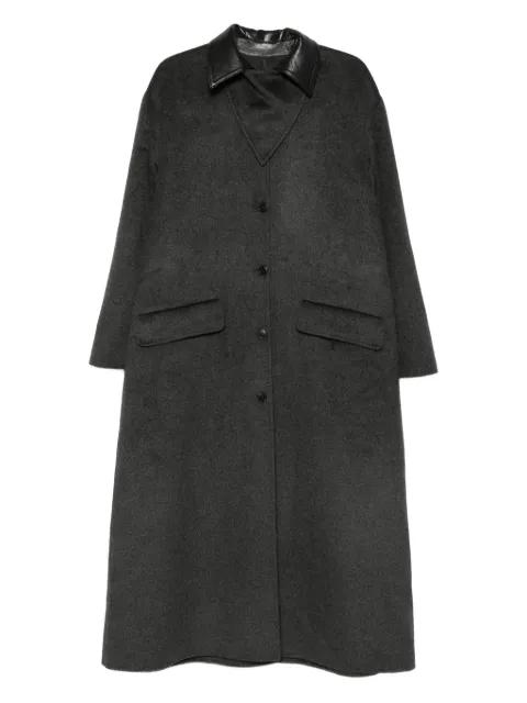 leather-collar wool coat by NANUSHKA