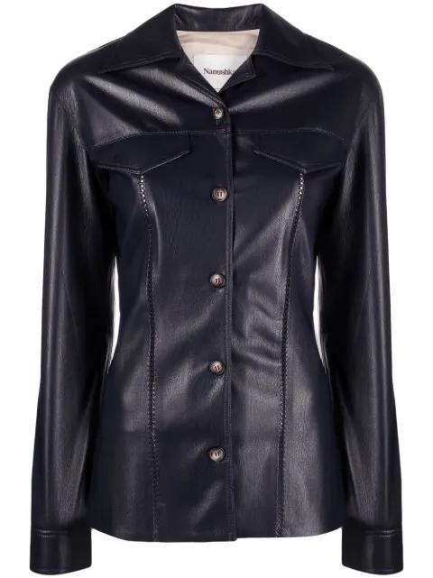long-sleeved faux-leather shirt by NANUSHKA