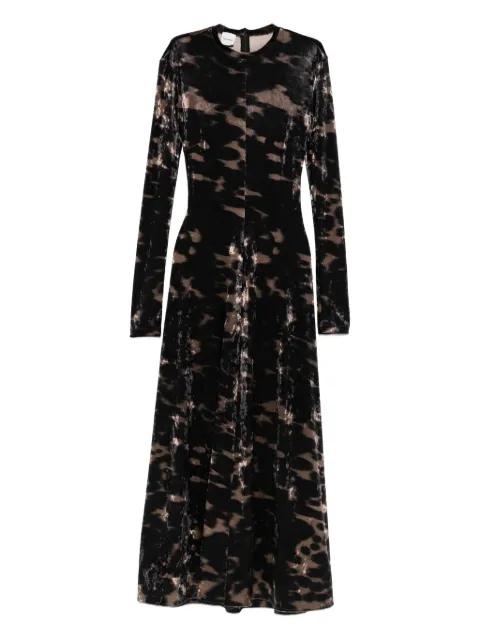 long-sleeved tie-dye velvet dress by NANUSHKA