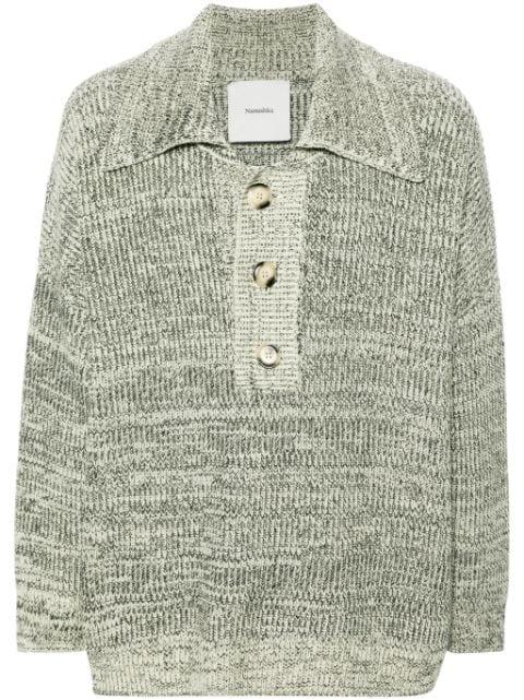 mélange wool-blend polo top by NANUSHKA