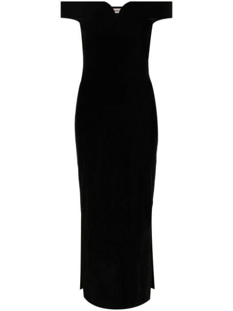 off-shoulder fitted midi dress by NANUSHKA