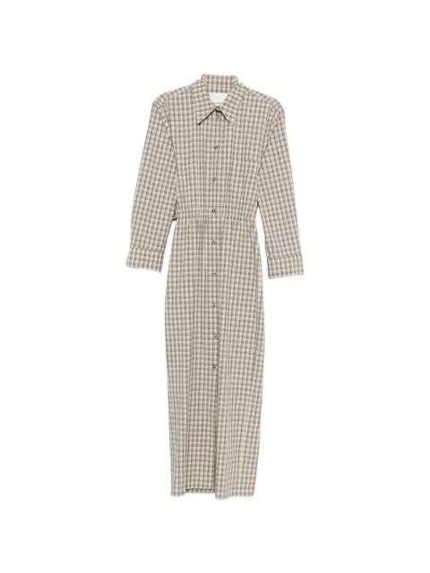 plaid cutout maxi shirt dress by NANUSHKA